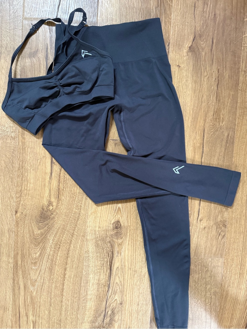 Women’s Grey High-Waist Performance Leggings with Matching Sports Bra